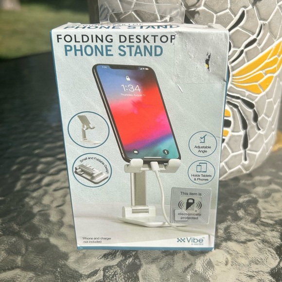 NWT-Vibe White Folding Desktop Phone Stand - Picture 1 of 4